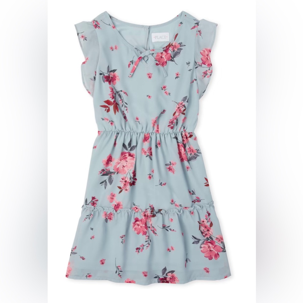 Children’s Place Girls Size 10/12 Floral Blue/Grey Floral Dress